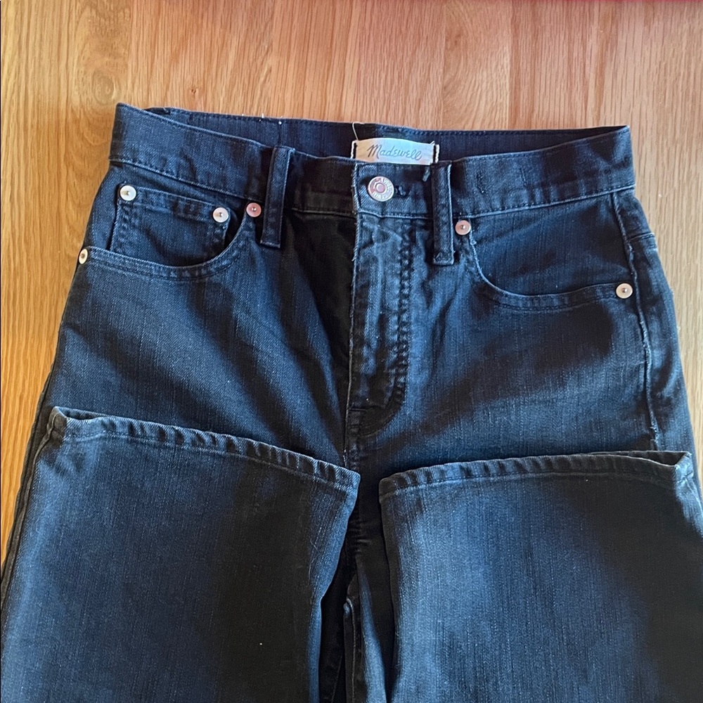 Madewell Slim Wide Leg Crop Black Jeans